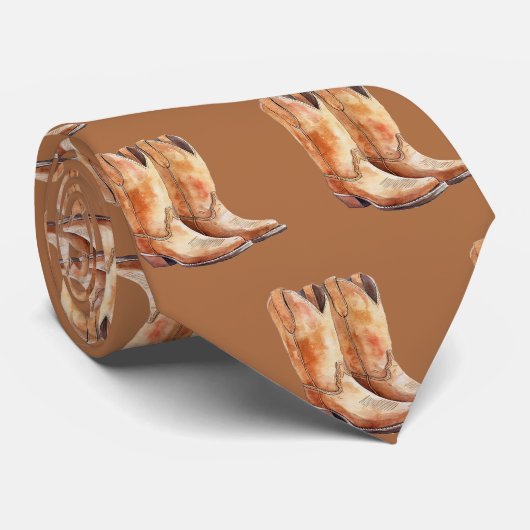 Stoere Bruine Cowboy Boots Stropdas (Opgerold)