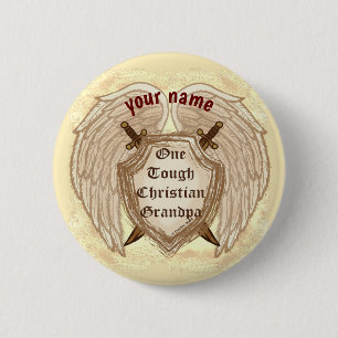 Stoere Christelijke Opa pin knop Ronde Button 5,7 Cm