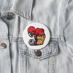 Stoere Football Warrior Mascot Rode Helmspier Ronde Button 7,6 Cm