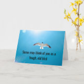 Stoere oude vogel - kaart (Gele Bloem)