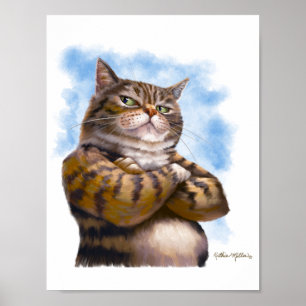 Stoere Tabbykat Cartoon Poster