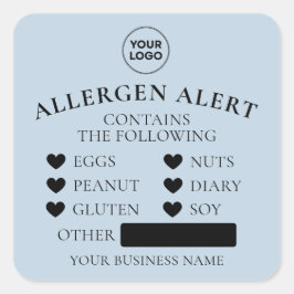 Stof blauw allergie alert Bakkerij cake voedsel st Vierkante Sticker