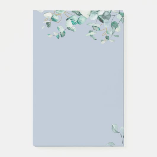 Stof Blauw Eucalyptus Groene Blank Sjabloon Post-it® Notes (Voorkant)