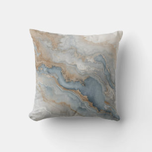 Stof Blauw Grijs Beige Abstract 40cm Kussen