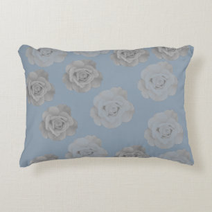 Stof blauw grijs bloemmotief grijs donker elegant  accent kussen
