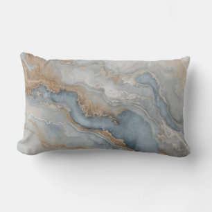 Stof Blauw Grijs Taan Beige Abstract Kussen