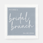 Stof Blauw Minimalistisch Script Bruidsbrunch Servet (Voorkant)
