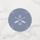 Stof-blauw Monogram en Pijlen Bruiloft Confetti (Kleine voorkant)