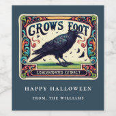 Stof Blauw Toverdrank Halloween Zwarte Kraai Wijne Wijn Etiket (Enkel label)
