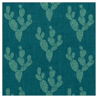 Stof: Blauwgroen Cacti Natural Linen Stof