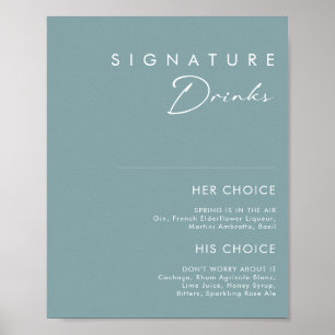 Stof Boho   Blauwe Handtekeningdranken Bord Poster