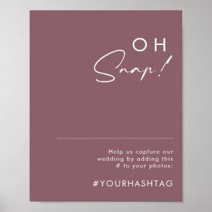 Stof Boho Paarse Oh Snap Huwelijks Hashtag Bord Poster