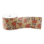 Stof Brunt Oranje Pioen Bloemen Herfst Bruiloft Grosgrain Lint (Spoel)