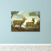 Stof en hind in een bebost landschap canvas afdruk (Insitu (Houten vloer))