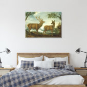 Stof en hind in een bebost landschap canvas afdruk (Insitu (Slaapkamer))