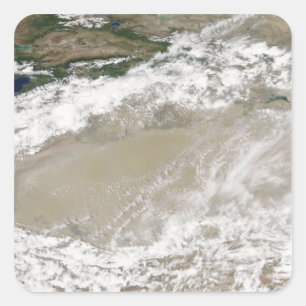 Stof en wolken over de Taklimakan Des Vierkante Sticker