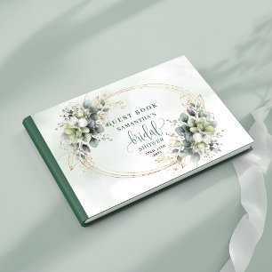 Stof Groen Botanisch Bruiloftsfeest Gastboek Gastenboek