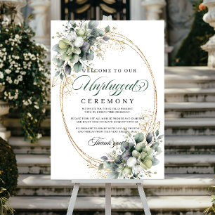Stof Groen Botanisch Ongekoppelde Ceremonie Trouw Poster