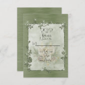 Stof Groen Glanzend Elegant Glitterend Frame RSVP Kaartje (Voorkant / Achterkant)