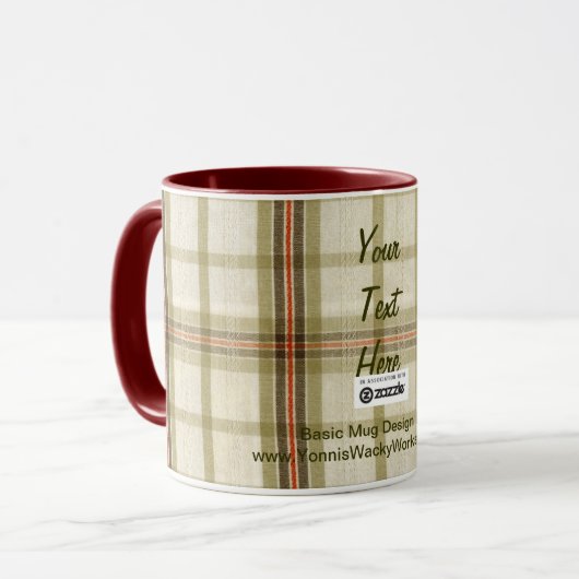 Stof, hier Jouw tekst Mok (Voorkant links)