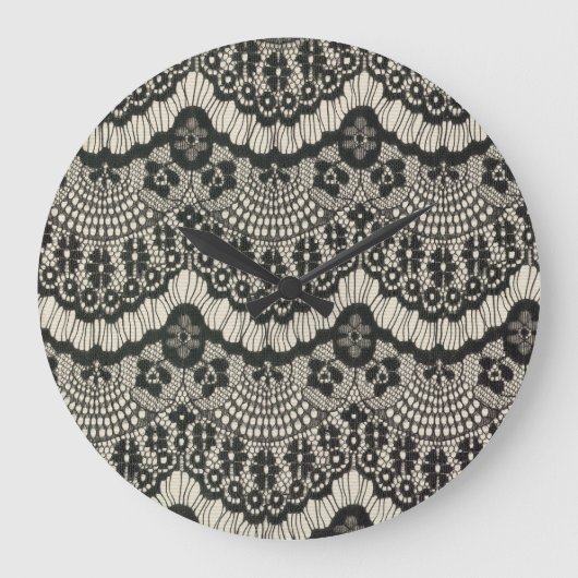 Stof Kant Ornament op Wit. Grote Klok (Voorkant)