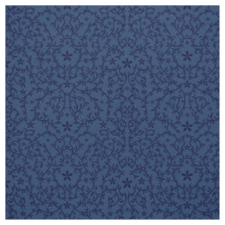 Stof met Donkerblauw Botanisch Ornament
