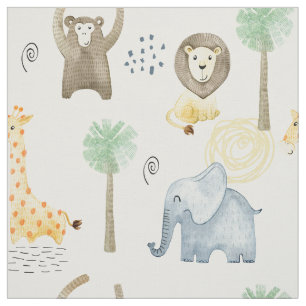 Stof met safari dieren voor kinderen