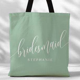 Stof Mint Juffrouw Modern Schrift Draagtas