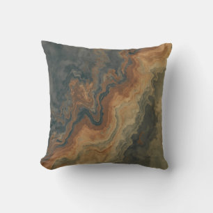 Stof Navy Blauw Verbrand Oranje Salie Abstract 40c Kussen
