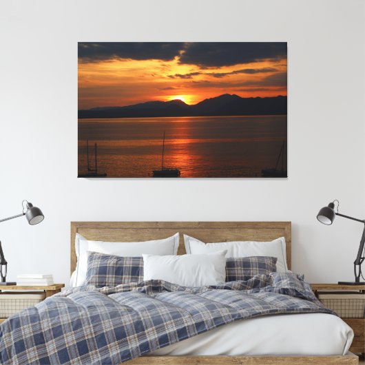 Stof over het Gardameer Canvas Afdruk (Insitu (Slaapkamer))