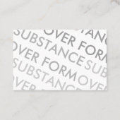 "Stof over vorm" Visitekaartje (Achterkant)