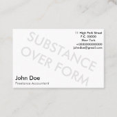 "Stof over vorm" Visitekaartje (Voorkant)