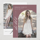 Stof paarse ze deed het afstuderen boog foto uitno kaart (Voorkant / Achterkant)