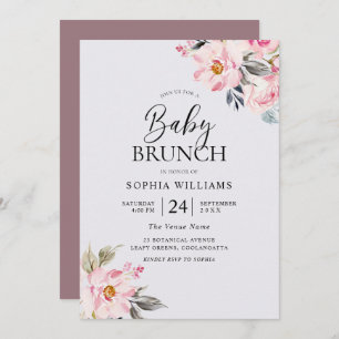 Stof Roos Floral Blush Pink Baby shower Brunch Kaart