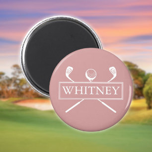 Stof Roze Aangepaste Naam Golfbal Clubs Magneet