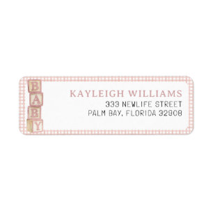 Stof Roze Babyblokken Retouradres Label