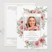 Stof Roze Bloemendienst Order Of Service Programma (Voorkant / Achterkant)