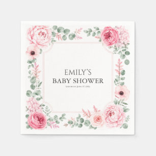 Stof Roze Bloemige Baby Shower Papieren Servet