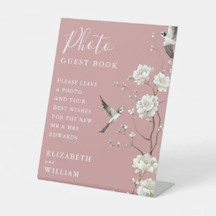 Stof Roze Chinoiserie Foto Guestbook Huwelijk Reclamebord Met Voetstuk