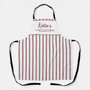 Stof roze en witte pinstripen op maat gemaakt schort