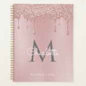 Stof Roze Glitter Drips Monogram Script 2023 Planner (Voorkant)