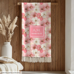 Stof Roze Goud Aangepaste Naam Bloemige Cozy Deken