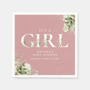 Stof Roze Het Is Een Meisje Groene Letter Baby Sho Servet