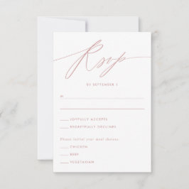Stof Roze Minimalistische Script Responskaart RSVP Kaartje