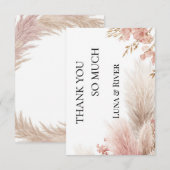 Stof roze pampas gras bedankkaart kaart (Voorkant / Achterkant)