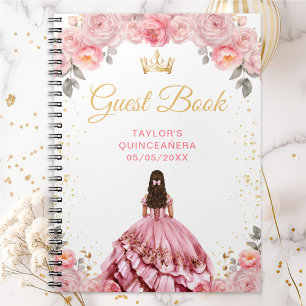 Stof Roze Prinses Quinceañera Gastboek Notitieboek