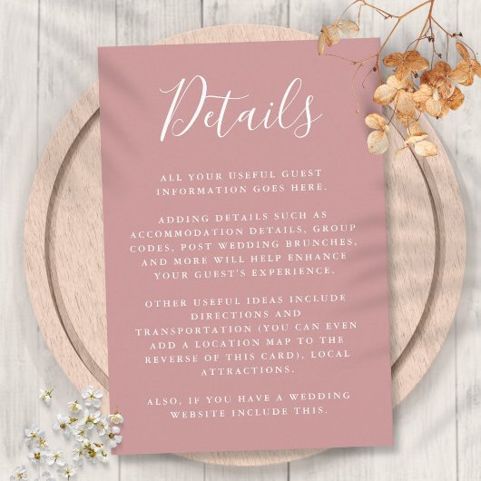 Stof Roze Script Gast Informatie Details Informatiekaartje