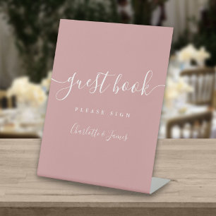 Stof Roze Signature Script Gastboek Reclamebord Met Voetstuk