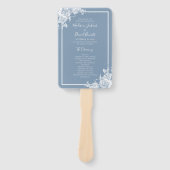 Stof Stofblauw Bloemig Huwelijksprogramma Handwaaier (Voorkant)