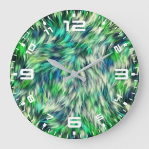 Stof Textuur Groen Bont Design-68745 Grote Klok